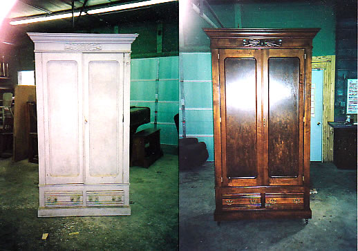 Armoire Refinish before & after